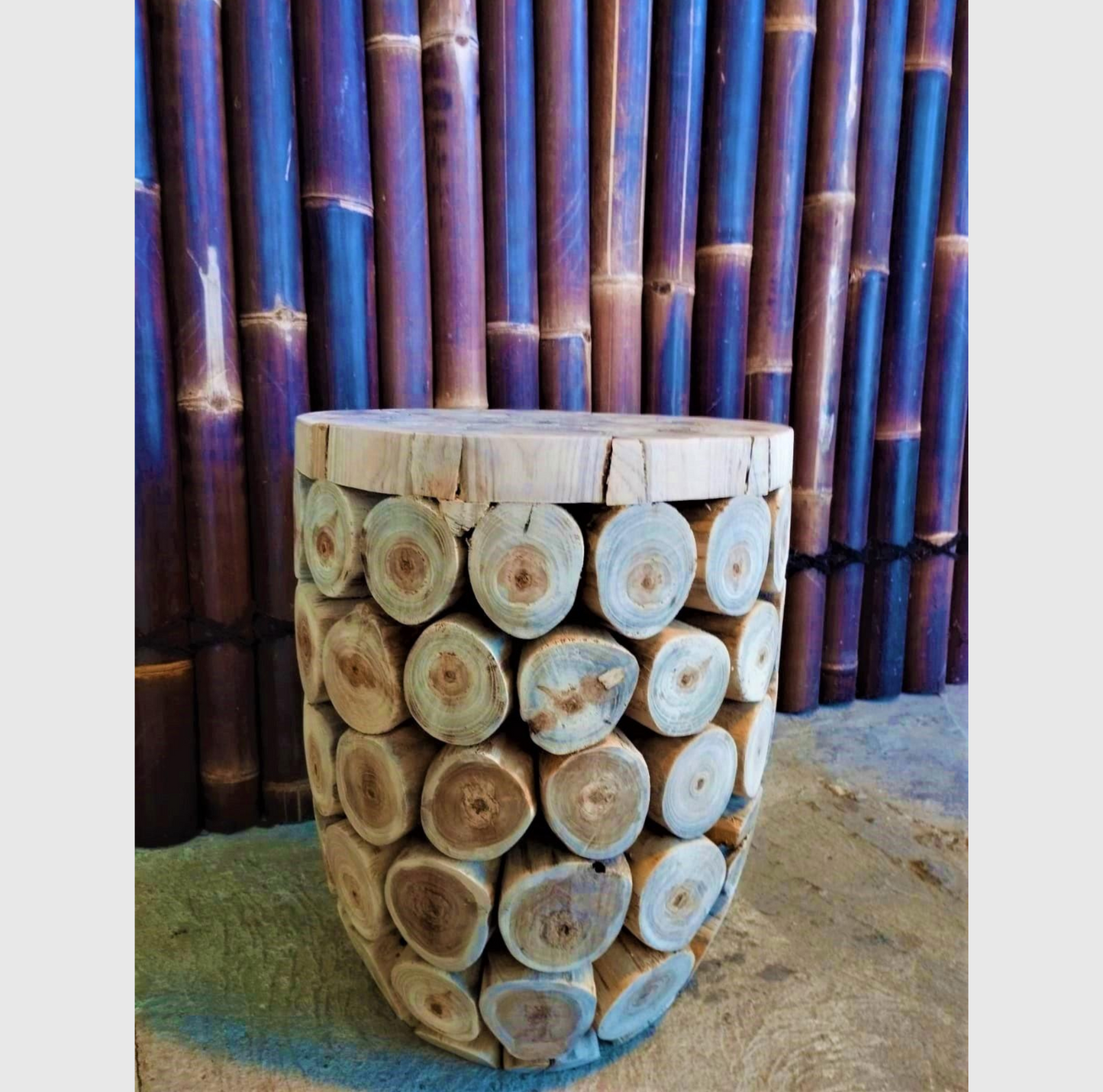 Tabouret Rondins de teck