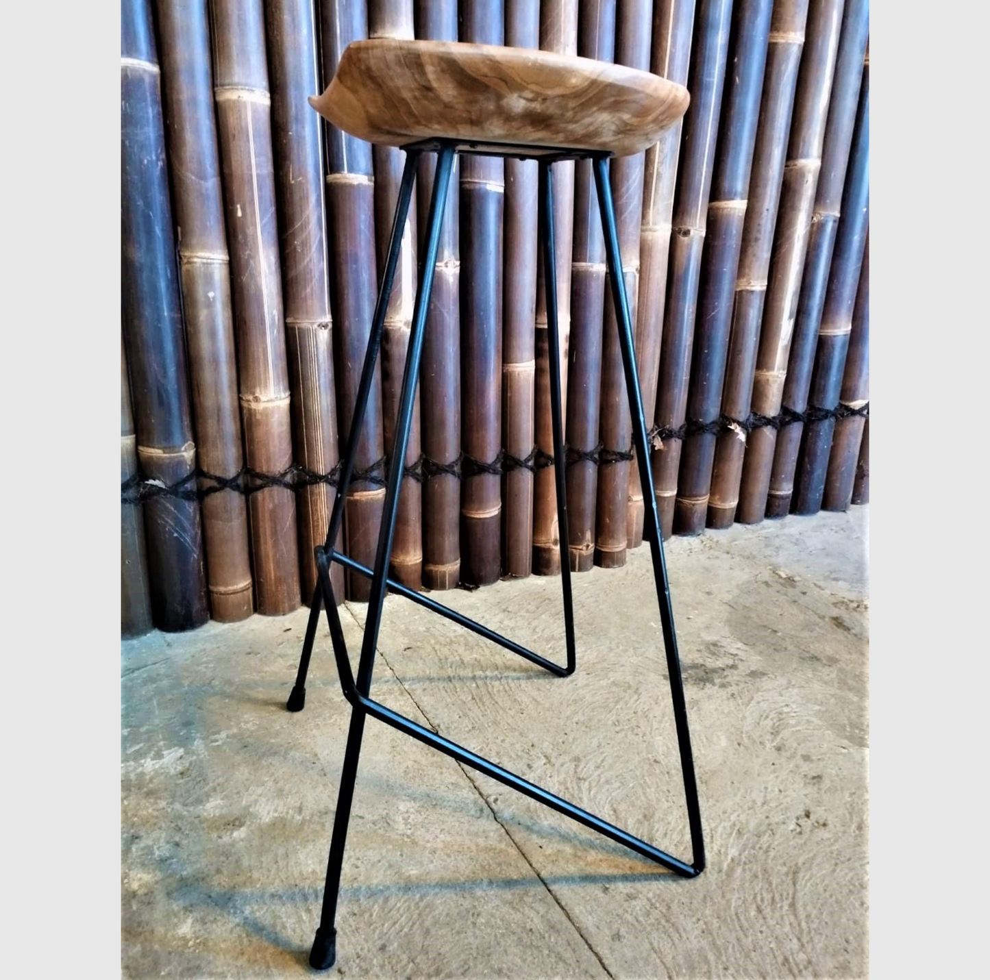 Tabouret haut de bar extérieur teck haut assise