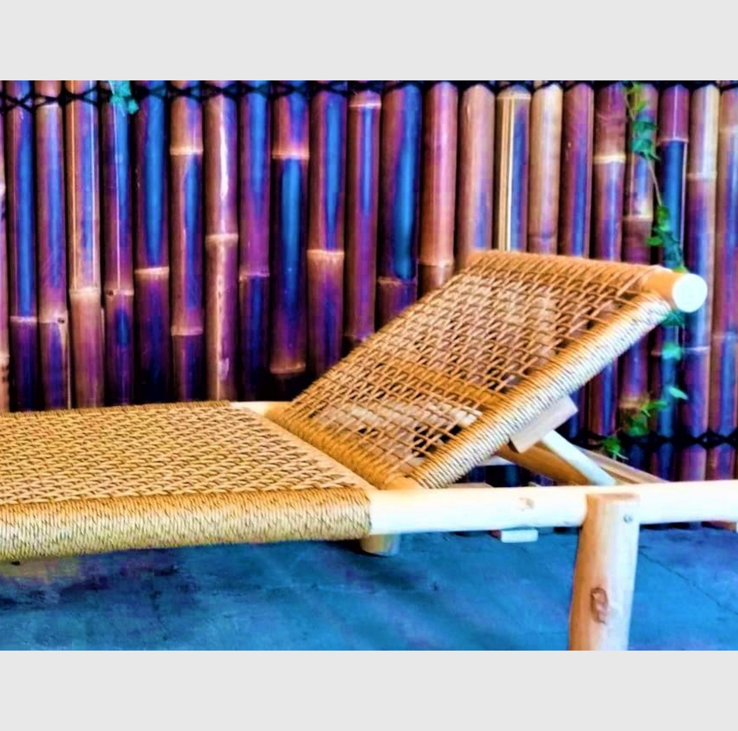 Transat piscine teck avec tressage en cordage synthétique