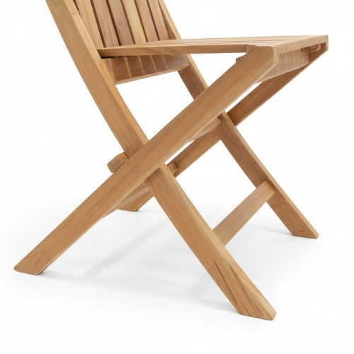 Chaise pliante en teck massif | Assise extérieure pratique et élégante | 57 × 50 × H90 cm | Assise H45 cm | Design fonctionnel