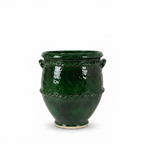 Pot moyen en terre cuite émaillé vert Tamegroute – Artisanat marocain authentique pour intérieur et extérieur