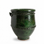 Pot moyen en terre cuite émaillé vert Tamegroute – Artisanat marocain authentique pour intérieur et extérieur