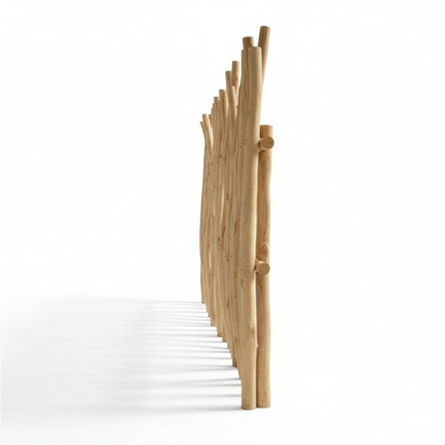 Palissade en teck naturel | Brise-vue décoratif en branches | Jardin & extérieur | H 200 × L 100 cm | Pose libre ou fixée