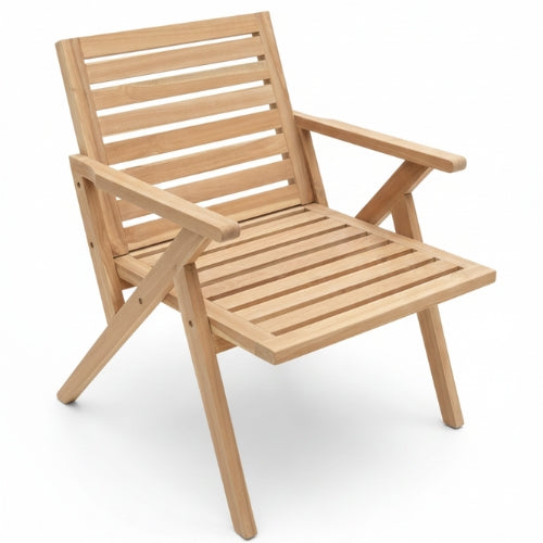 Chaise en teck massif pour extérieur | Design naturel & lignes contemporaines | Mobilier de jardin durable | Usage extérieur