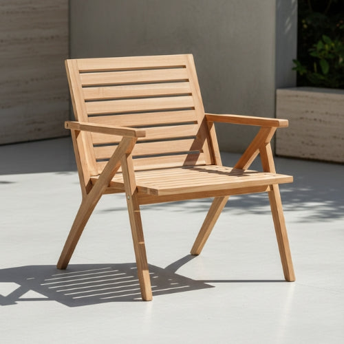 Chaise en teck massif pour extérieur | Design naturel & lignes contemporaines | Mobilier de jardin durable | Usage extérieur