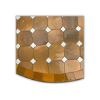 Table Ronde en Zellige Marron avec Cabochons Blancs Ø60 cm | Table Extérieure Compacte Déclinée en 3 Hauteurs &amp; Pied en Fer Forgé