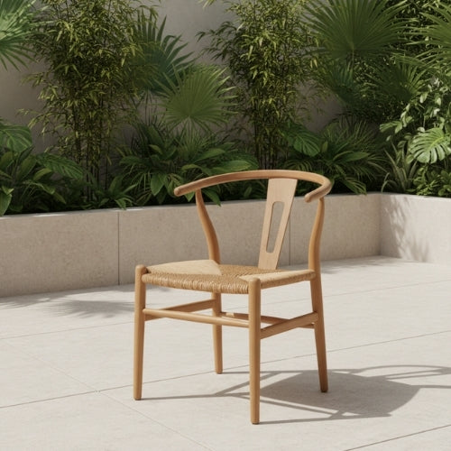 Chaise de jardin en teck massif Wegner “Banana” | Assise confortable & design arrondi | L45 × P50 × H70 cm | Chaise pliante en bois naturel | Sans installation