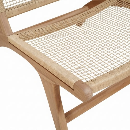 Fauteuil ethnique en teck massif | Assise large et confortable | 65 × 73 × H73 cm | Style naturel | Usage intérieur / extérieur