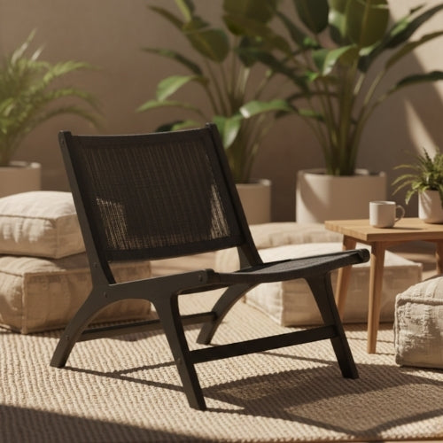 Fauteuil ethnique en teck massif | Assise large et confortable | 65 × 73 × H73 cm | Style naturel | Usage intérieur / extérieur