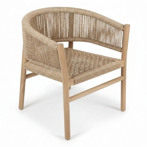 Chaise en teck massif NINA | Chaise de salle à manger en bois naturel | 56 × 50 × H80 cm | Usage intérieur / extérieur