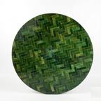 Table Ronde en Zellige Vert Tamegroute Ø100 cm | Table de Jardin Extérieure Design &amp; Pied en Fer Forgé Rouillé | Installation Incluse