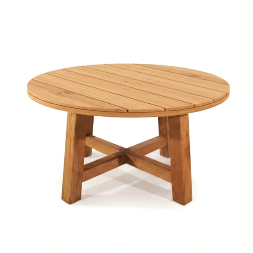 Table ronde en teck massif | Table conviviale en teck naturel | Ø 130 ou 150 cm | Usage intérieur / extérieur
