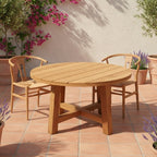Table ronde en teck massif | Table conviviale en teck naturel | Ø 130 ou 150 cm | Usage intérieur / extérieur