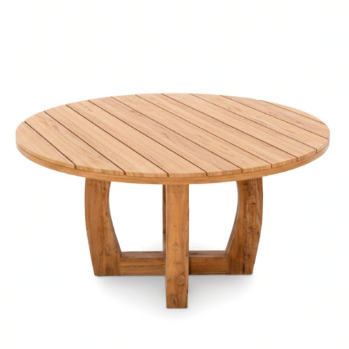Table en teck massif recyclé ronde | Convivialité & durabilité | Ø 150 cm | Teck naturel | Usage intérieur / extérieur