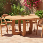 Table en teck massif recyclé ronde | Convivialité & durabilité | Ø 150 cm | Teck naturel | Usage intérieur / extérieur