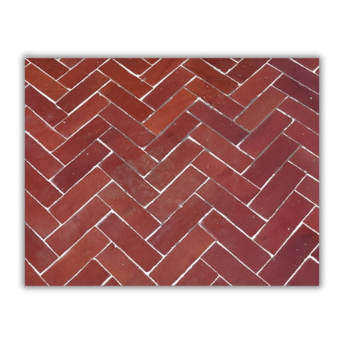 Table Marocaine en Zellige Rectangulaire | Plateau Chevrons Bordeaux & Pied en Fer Forgé Noir | 230x100x75 cm | Installation Incluse