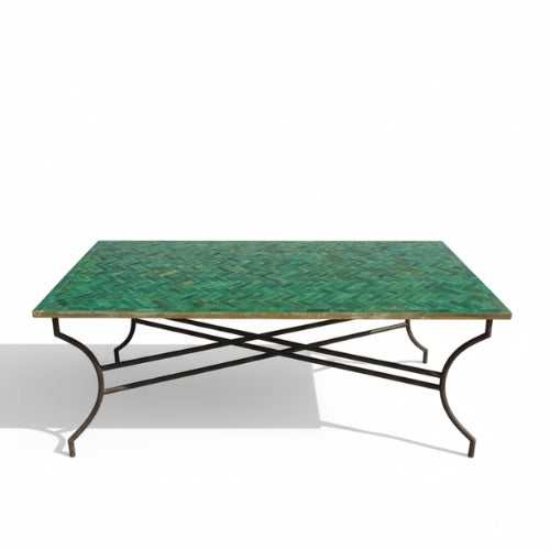 Table en Zellige Vert, Bleu et Brun Nuances  – 200 x 100 x 75 cm