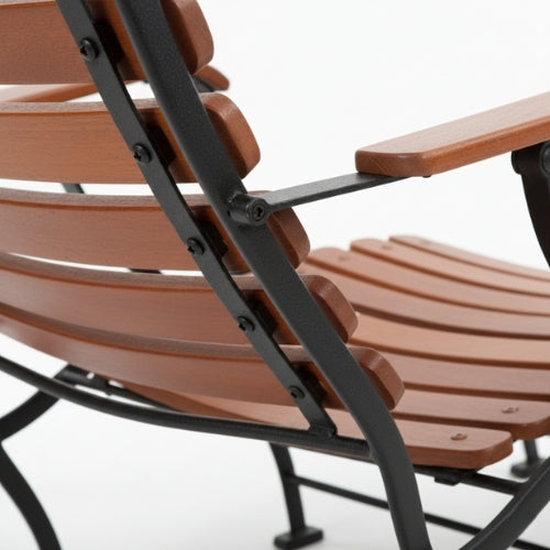 Transat en teck pour jardin avec repose-pieds | Structure métal robuste | Confort extérieur | Usage piscine & terrasse