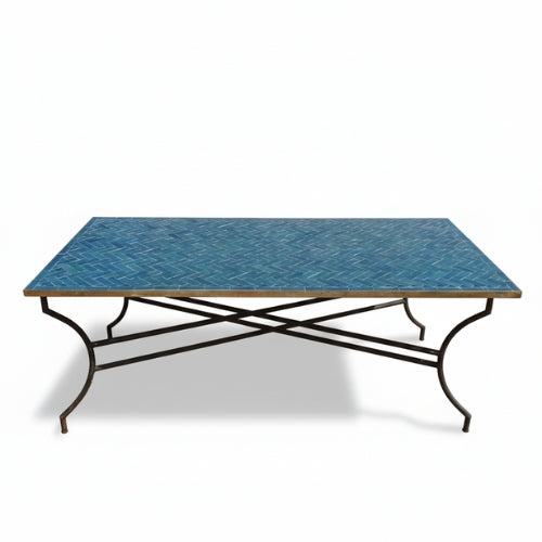 Table en Zellige Bleu Pétrole pour Extérieur