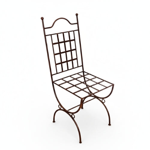 Chaise en fer forge marina sans coussin pour mobilier de jardin artisanal