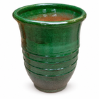Petit pot en terre cuite émaillé vert Tamegroute – Artisanat marocain authentique pour intérieur et extérieur