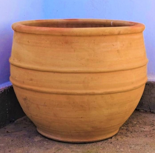 Grand pot en terre cuite marocain, 60 cm diamètre, 50 cm hauteur, fabriqué à la main, pour extérieur, idéal pour grandes plantes et arbustes, élégant et durable, pot en terre cuite pas cher, pot en terre cuite rond.
