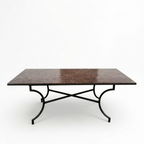 Table Rectangulaire en Zellige Marron 200 x 100 cm | Grande Table de Jardin Extérieure &amp; Pied en Fer Forgé Rouillé