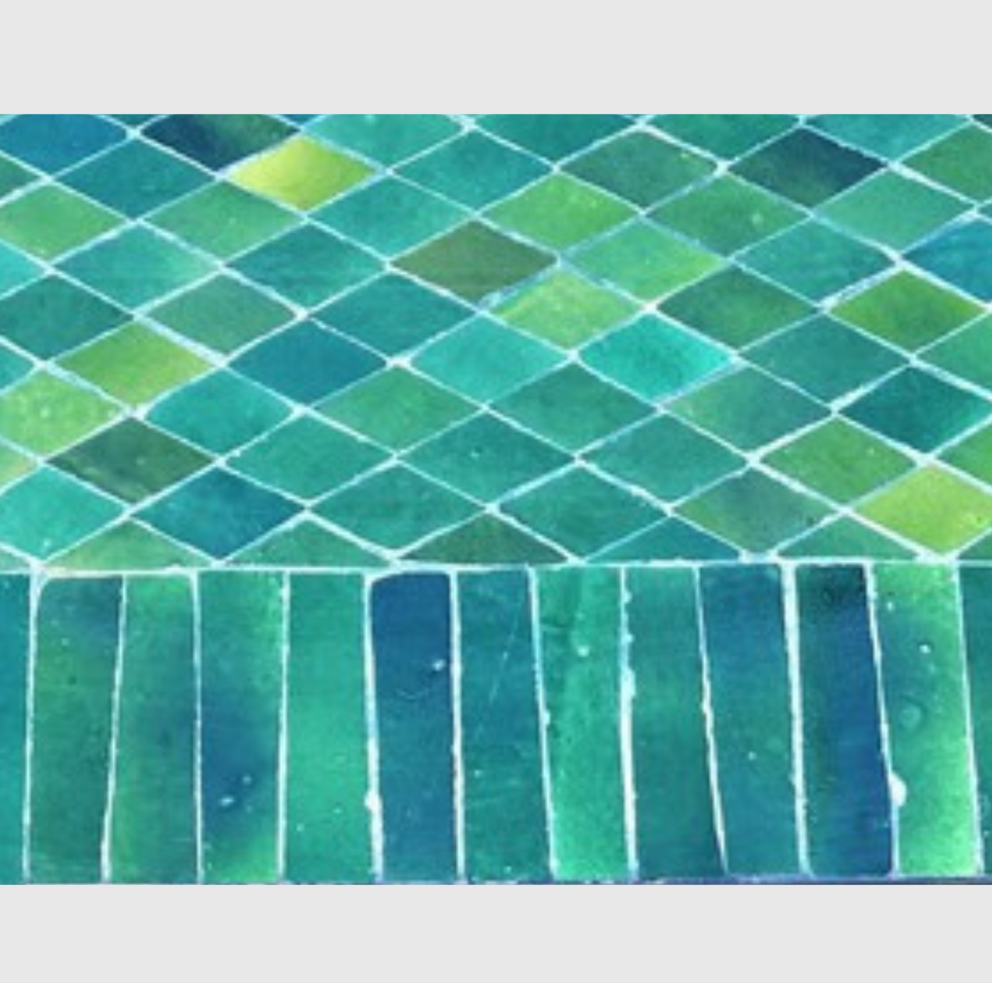 Table en zellige rectangulaire marocaine, 80x60 cm, mosaïque artisanale, piètement en fer forgé.