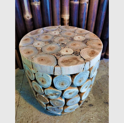 Tabouret  Rondins de teck