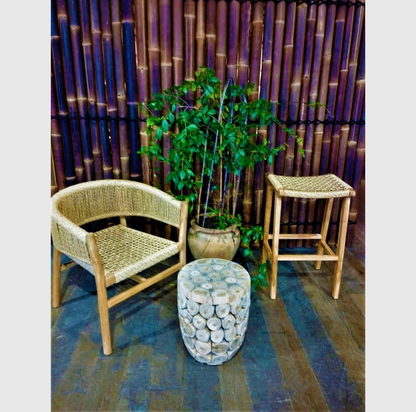 Tabouret  Rondins de teck