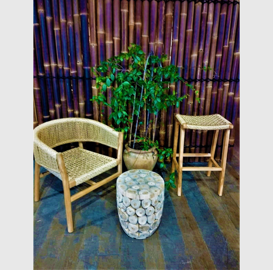 Tabouret  Rondins de teck