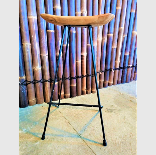 Tabouret haut de bar extérieur teck haut assise
