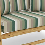 Assise de banquette extérieure en bois d eucalyptus équipée de coussins pour un usage quotidien confortable