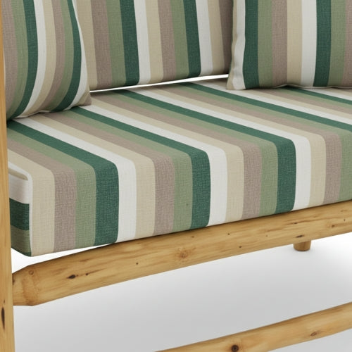 Assise de banquette extérieure en bois d eucalyptus équipée de coussins pour un usage quotidien confortable