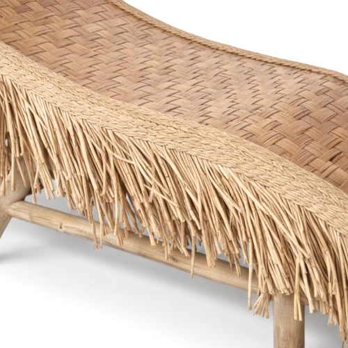 Banc décoratif en bambou avec dossier cœur 