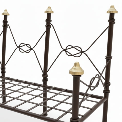 banquette fer forge tissus rouge blanc design artisanal et durable pour jardin