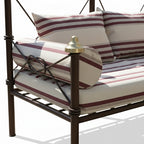 vue de profil de la banquette jardin fer forge structure solide et dossier haut