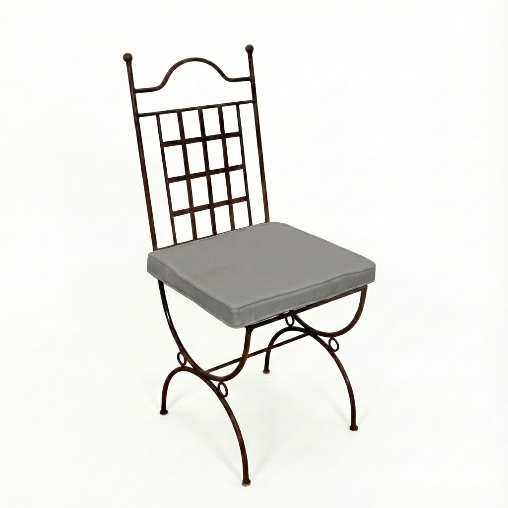 Chaise exterieur metal marina avec coussin gris pour mobilier contemporain