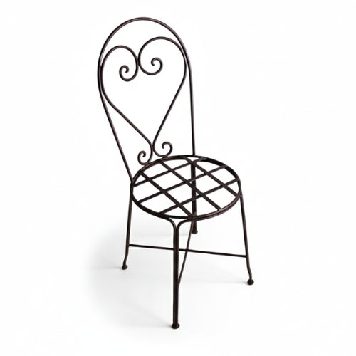 Chaise en fer forge coeur finition rouille vernie rustol pour interieur et exterieur
