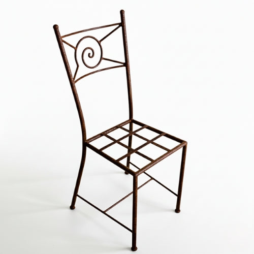Chaise en fer forge escargot sans coussin pour mobilier interieur et exterieur artisanal