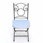 Chaise fer forge ideal avec coussin blanc pour salle a manger et exterieur