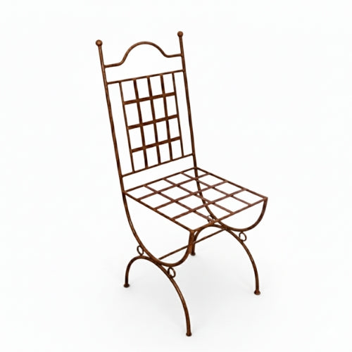 Chaise en fer forge marina sans coussin pour mobilier de jardin artisanal