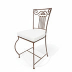 Chaise en fer forgé moustache finition rouille vernie rustol pour mobilier intérieur et extérieur