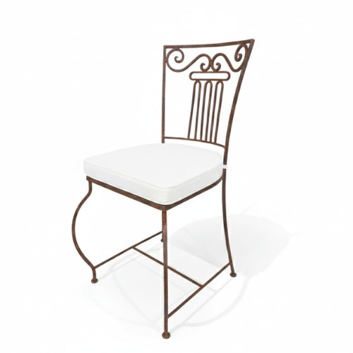 Chaise en fer forgé moustache finition rouille vernie rustol pour mobilier intérieur et extérieur