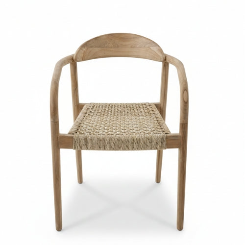 Chaise en teck massif NINA | Chaise de salle à manger en bois naturel | 56 × 50 × H80 cm | Usage intérieur / extérieur