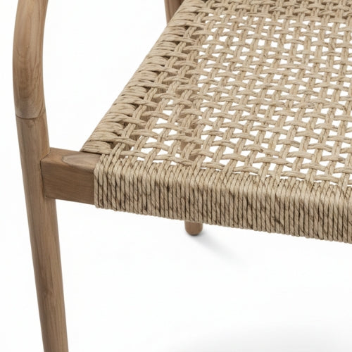 Chaise en teck massif NINA | Chaise de salle à manger en bois naturel | 56 × 50 × H80 cm | Usage intérieur / extérieur