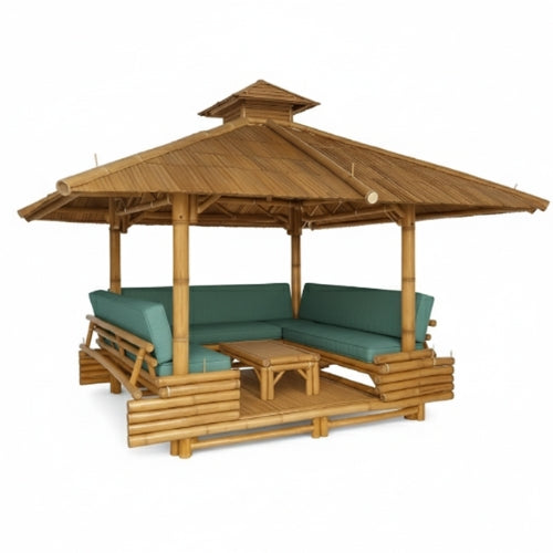 Assise verte pour gazebo bambou 300x300 cm compatible avec modèles M2
