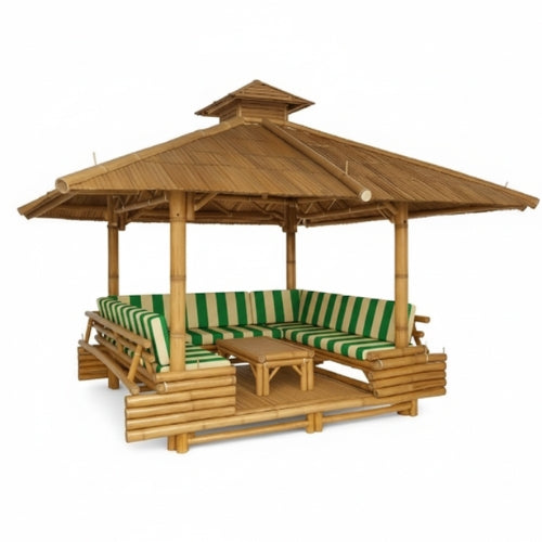 Assise verte blanche  pour gazebo bambou 300x300 cm compatible avec modèles M2