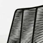 Chaise Design en Corde Tressée Vert Olive et Métal Noir pour Jardin, Terrasse et Intérieur