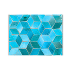 Détail du plateau en mosaïque marocaine zellige bleu montrant reliefs, nuances naturelles et pose artisanale